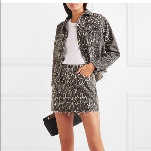 Mother denim “vagabond” leopard denim skirt